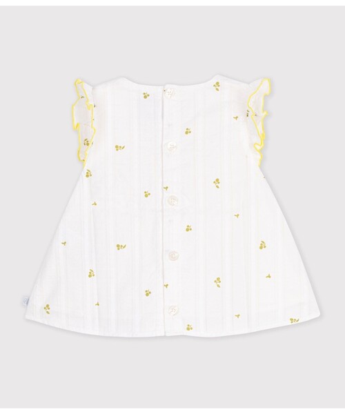 PETIT BATEAU（プチバトー）の「フラワープリントブラウス（シャツ/ブラウス・キッズ・ホワイト×グリーン・36MONTH/24MONTH/12MONTH）」の3枚目の写真