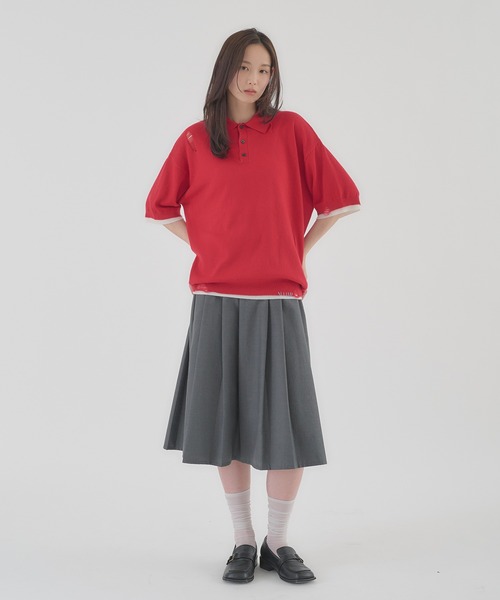 Perushu(ペルーシュ)の「LAYERED DESIGN DAMAGED STITCH KNIT POLO/レイヤードデザインダメージステッチニットポロ(ニット/セーター・メンズ・ブラック/レッド・LARGE/MEDIUM)」の16枚目の写真