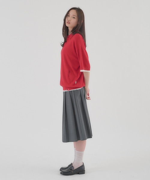 Perushu(ペルーシュ)の「LAYERED DESIGN DAMAGED STITCH KNIT POLO/レイヤードデザインダメージステッチニットポロ(ニット/セーター・メンズ・ブラック/レッド・LARGE/MEDIUM)」の15枚目の写真