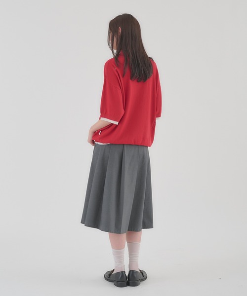 Perushu(ペルーシュ)の「LAYERED DESIGN DAMAGED STITCH KNIT POLO/レイヤードデザインダメージステッチニットポロ(ニット/セーター・メンズ・ブラック/レッド・LARGE/MEDIUM)」の14枚目の写真