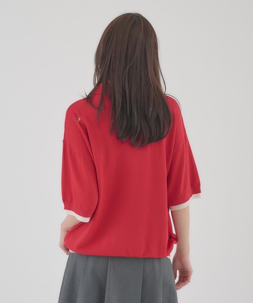 Perushu(ペルーシュ)の「LAYERED DESIGN DAMAGED STITCH KNIT POLO/レイヤードデザインダメージステッチニットポロ(ニット/セーター・メンズ・ブラック/レッド・LARGE/MEDIUM)」の18枚目の写真