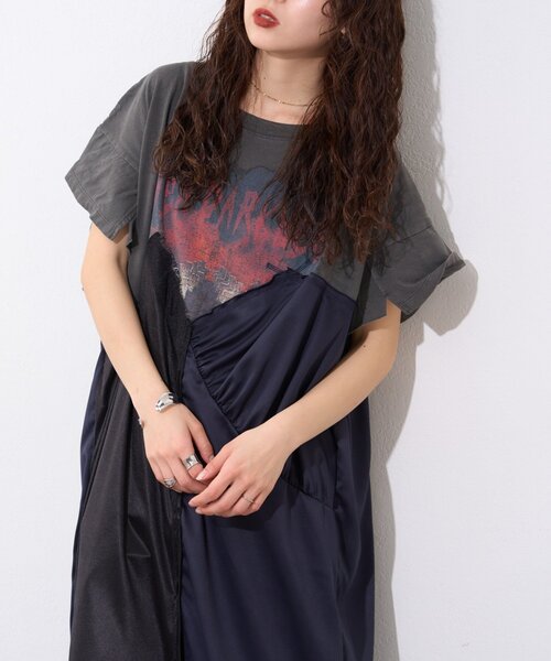etsinta（エシンタ）の「【etsinta】リメイクサテンteeワンピ（ワンピース・レディース・チャコールグレー・ONE SIZE）」の10枚目の写真
