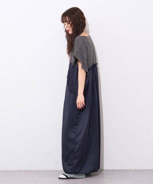 etsinta（エシンタ）の「【etsinta】リメイクサテンteeワンピ（ワンピース・レディース・チャコールグレー・ONE SIZE）」の2枚目の写真