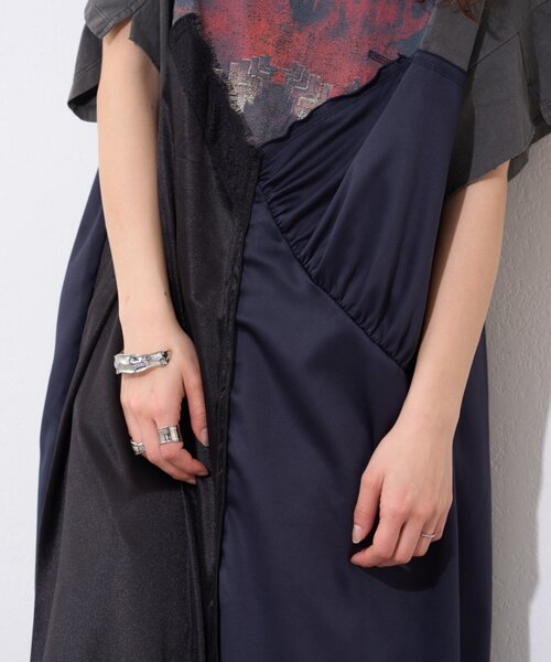 etsinta(エシンタ)の「【etsinta】リメイクサテンteeワンピ(ワンピース・レディース・チャコールグレー/グレー/イエロー・ONE SIZE)」の17枚目の写真