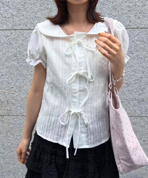 mebole（メボレ）の「Soft Puff Ribbon Blouse（シャツ/ブラウス・レディース・ホワイト・FREE）」の5枚目の写真