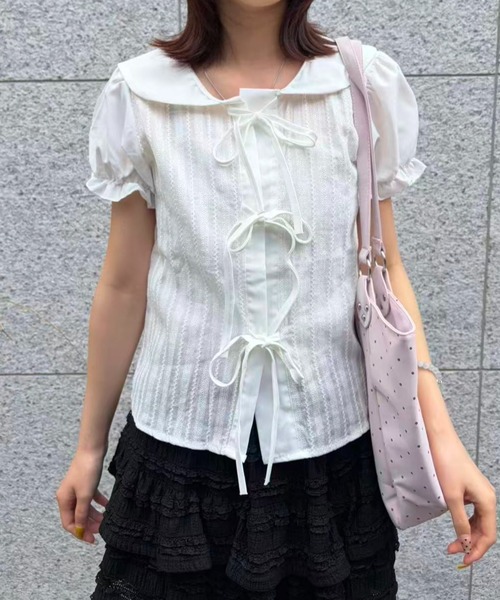 mebole（メボレ）の「Soft Puff Ribbon Blouse（シャツ/ブラウス・レディース・ホワイト・FREE）」の6枚目の写真