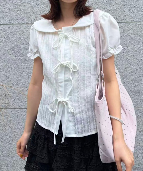 mebole（メボレ）の「Soft Puff Ribbon Blouse（シャツ/ブラウス・レディース・ホワイト・FREE）」の3枚目の写真