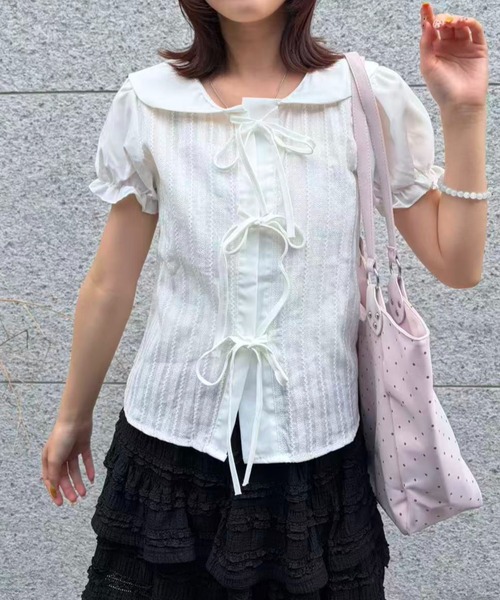 mebole（メボレ）の「Soft Puff Ribbon Blouse（シャツ/ブラウス・レディース・ホワイト・FREE）」の4枚目の写真