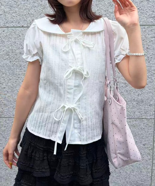 mebole（メボレ）の「Soft Puff Ribbon Blouse（シャツ/ブラウス・レディース・ホワイト・FREE）」の8枚目の写真
