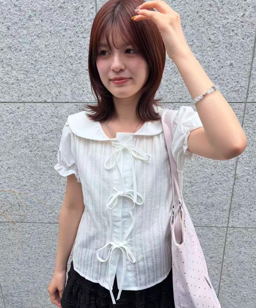 mebole（メボレ）の「Soft Puff Ribbon Blouse（シャツ/ブラウス・レディース・ホワイト・FREE）」の2枚目の写真