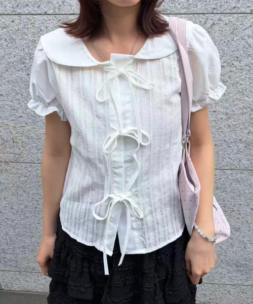 mebole（メボレ）の「Soft Puff Ribbon Blouse（シャツ/ブラウス・レディース・ホワイト・FREE）」の11枚目の写真