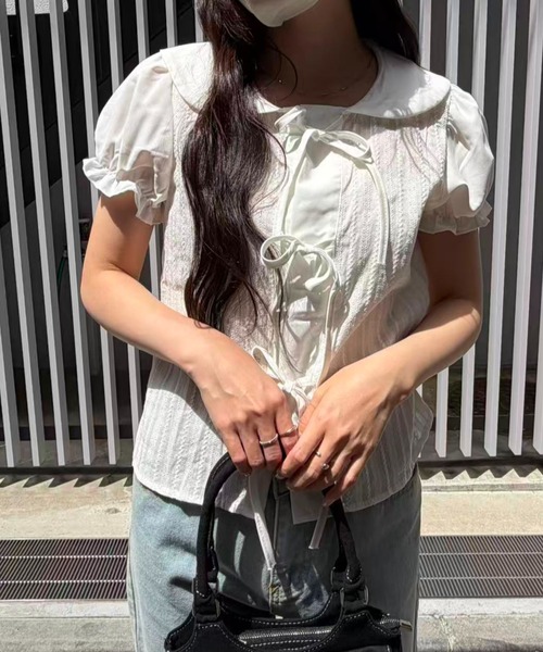 mebole（メボレ）の「Soft Puff Ribbon Blouse（シャツ/ブラウス・レディース・ホワイト・FREE）」の16枚目の写真