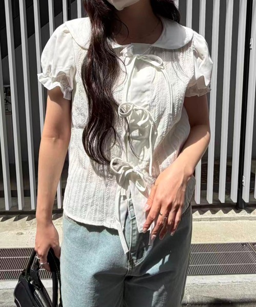 mebole（メボレ）の「Soft Puff Ribbon Blouse（シャツ/ブラウス・レディース・ホワイト・FREE）」の14枚目の写真