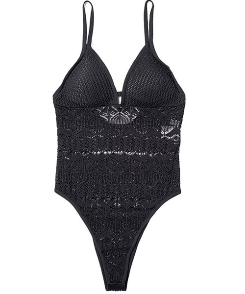 OPEN SESAME CLUB(オープンセサミクラブ)の「openwork bodysuit(キャミソール・レディース・アイボリー/ブラック・1)」の4枚目の写真