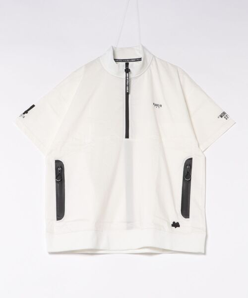 LUXE/R GOLF(ラグジュ ゴルフ)の「(RM)【LUXE/R GOLF】ストレッチ クロス ハーフジップ プルオーバー 半袖 シャツ(Tシャツ/カットソー・メンズ・ブラック/ホワイト/ベージュ/ダークグレー・LARGE/X-LARGE/MEDIUM)」の2枚目の写真