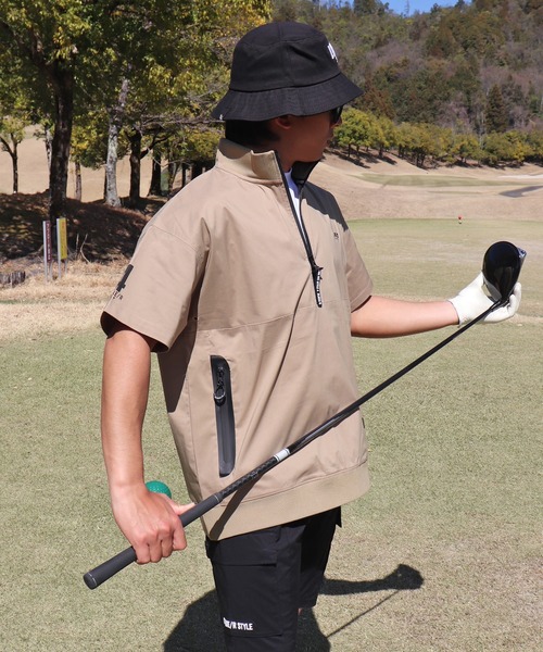 LUXE/R GOLF(ラグジュ ゴルフ)の「(RM)【LUXE/R GOLF】ストレッチ クロス ハーフジップ プルオーバー 半袖 シャツ(Tシャツ/カットソー・メンズ・ブラック/ホワイト/ベージュ/ダークグレー・LARGE/X-LARGE/MEDIUM)」の20枚目の写真
