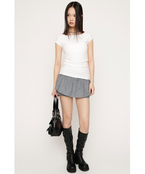 SLY（スライ）の「B/N COMPACT TOPS ボートネックコンパクトトップス 春服 夏服（Tシャツ/カットソー・レディース・オフホワイト/ブラウン/ブラック・FREE）」の5枚目の写真