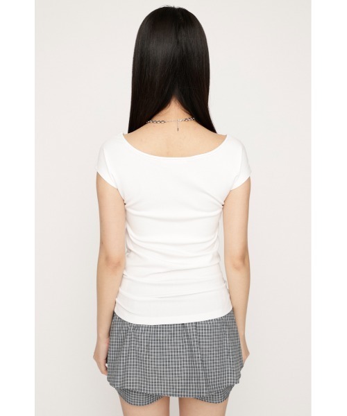 SLY（スライ）の「B/N COMPACT TOPS ボートネックコンパクトトップス 春服 夏服（Tシャツ/カットソー・レディース・オフホワイト/ブラウン/ブラック・FREE）」の9枚目の写真