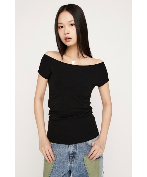 SLY（スライ）の「B/N COMPACT TOPS ボートネックコンパクトトップス 春服 夏服（Tシャツ/カットソー・レディース・オフホワイト/ブラウン/ブラック・FREE）」の11枚目の写真
