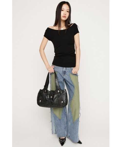 SLY（スライ）の「B/N COMPACT TOPS ボートネックコンパクトトップス 春服 夏服（Tシャツ/カットソー・レディース・オフホワイト/ブラウン/ブラック・FREE）」の12枚目の写真