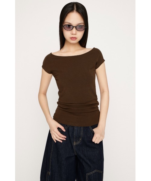 SLY（スライ）の「B/N COMPACT TOPS ボートネックコンパクトトップス 春服 夏服（Tシャツ/カットソー・レディース・オフホワイト/ブラウン/ブラック・FREE）」の17枚目の写真