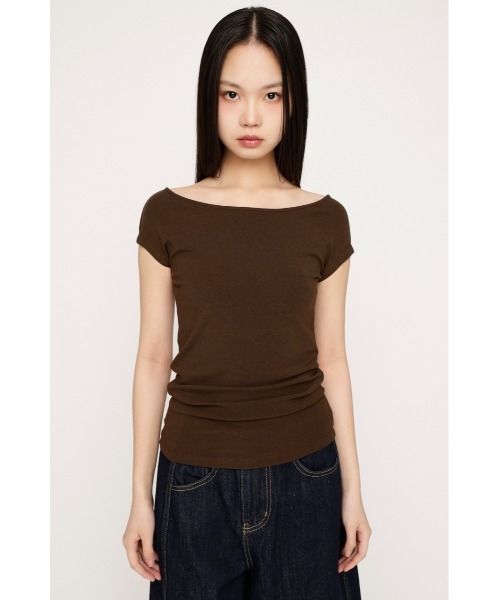 SLY（スライ）の「B/N COMPACT TOPS ボートネックコンパクトトップス 春服 夏服（Tシャツ/カットソー・レディース・オフホワイト/ブラウン/ブラック・FREE）」の18枚目の写真