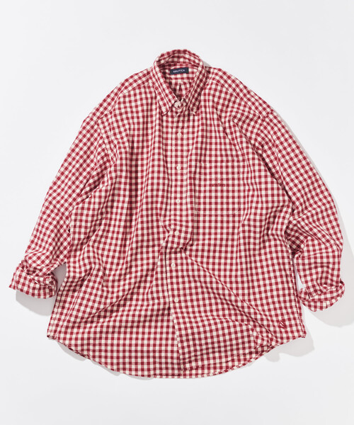 NAUTICA（ノーティカ）の「NAUTICA/ノーティカ ワンウォッシュ ギンガムチェック ロングスリーブ BDシャツ（シャツ/ブラウス・メンズ・ブラック/ネイビー/レッド・LARGE/MEDIUM/X-LARGE）」の3枚目の写真