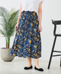JEANS MATE（ジーンズメイト）の「【C-FORT POINT/フォートポイント】涼やかレーヨン 総柄フレアスカート アロハ柄 全4柄 リゾート 夏のお出かけ（スカート）」