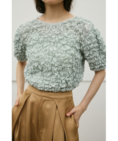 STYLEMIXER(スタイルミキサー)の「【前後2WAY/3色展開】フラッフィーショートトップ(Tシャツ/カットソー・レディース・ブラック/サックスブルー/ホワイト・FREE)」の3枚目の写真