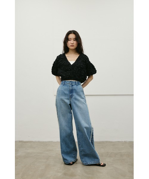 STYLEMIXER(スタイルミキサー)の「【前後2WAY/3色展開】フラッフィーショートトップ(Tシャツ/カットソー・レディース・ブラック/サックスブルー/ホワイト・FREE)」の22枚目の写真