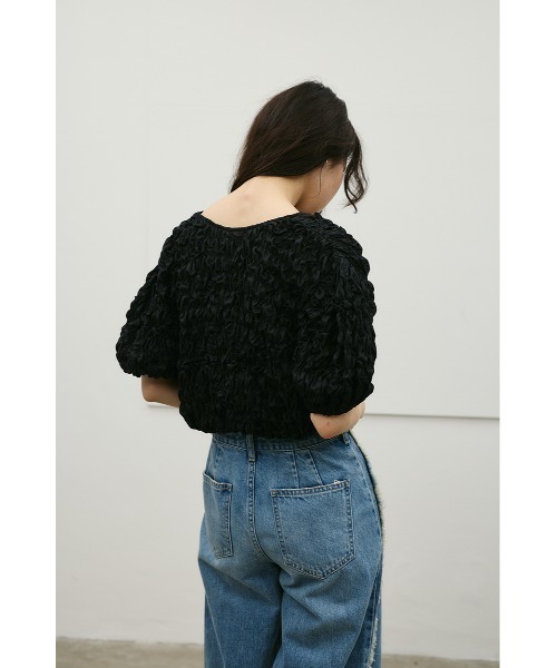 STYLEMIXER(スタイルミキサー)の「【前後2WAY/3色展開】フラッフィーショートトップ(Tシャツ/カットソー・レディース・ブラック/サックスブルー/ホワイト・FREE)」の21枚目の写真