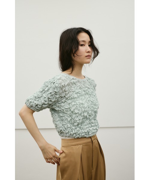 STYLEMIXER(スタイルミキサー)の「【前後2WAY/3色展開】フラッフィーショートトップ(Tシャツ/カットソー・レディース・ブラック/サックスブルー/ホワイト・FREE)」の12枚目の写真