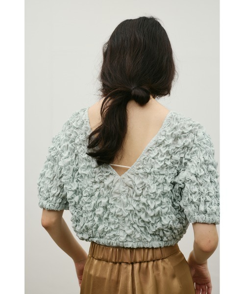 STYLEMIXER(スタイルミキサー)の「【前後2WAY/3色展開】フラッフィーショートトップ(Tシャツ/カットソー・レディース・ブラック/サックスブルー/ホワイト・FREE)」の11枚目の写真