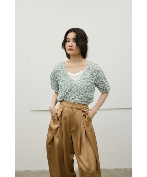 STYLEMIXER(スタイルミキサー)の「【前後2WAY/3色展開】フラッフィーショートトップ(Tシャツ/カットソー・レディース・ブラック/サックスブルー/ホワイト・FREE)」の9枚目の写真