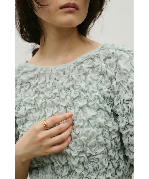 STYLEMIXER(スタイルミキサー)の「【前後2WAY/3色展開】フラッフィーショートトップ(Tシャツ/カットソー・レディース・ブラック/サックスブルー/ホワイト・FREE)」の8枚目の写真