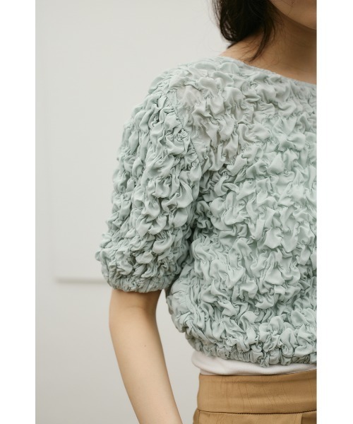 STYLEMIXER(スタイルミキサー)の「【前後2WAY/3色展開】フラッフィーショートトップ(Tシャツ/カットソー・レディース・ブラック/サックスブルー/ホワイト・FREE)」の7枚目の写真