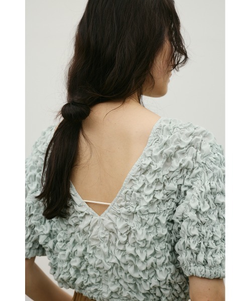 STYLEMIXER(スタイルミキサー)の「【前後2WAY/3色展開】フラッフィーショートトップ(Tシャツ/カットソー・レディース・ブラック/サックスブルー/ホワイト・FREE)」の5枚目の写真