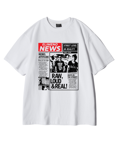 ELIMENO(エリメノ)の「ELニュース半袖Tシャツ4カラー(Tシャツ/カットソー・メンズ・ブラック/チャコール/ホワイト/ライトグレー・1/2/3/4/5/6)」の11枚目の写真