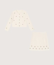 Silver Flower Motif Jacket Set Up