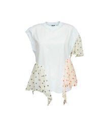 ポルカドット シフォン ジャージートップス