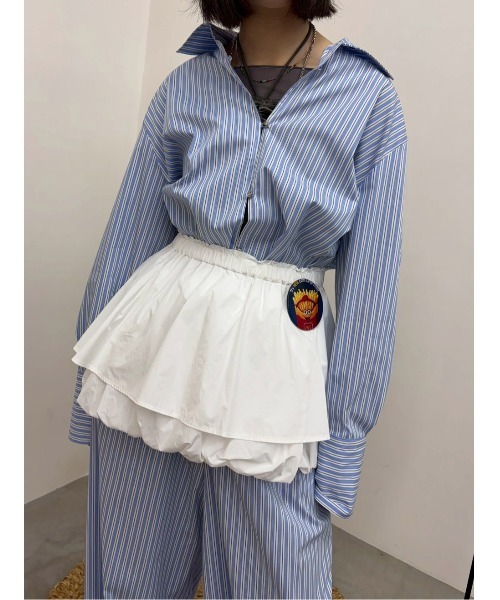 MIDVEIN(ミッドヴェイン)の「Striped drawstring shirt(シャツ/ブラウス・レディース・ピンク/サックスブルー・FREE)」の3枚目の写真