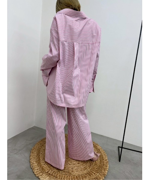 MIDVEIN(ミッドヴェイン)の「Striped drawstring shirt(シャツ/ブラウス・レディース・ピンク/サックスブルー・FREE)」の8枚目の写真