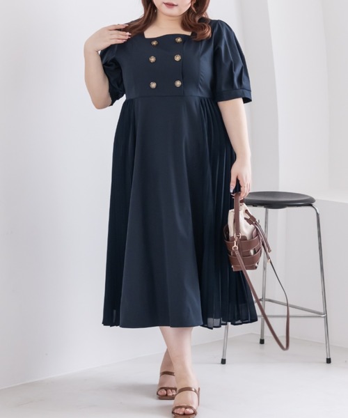 CLETTE(クレット)の「CLETTEオリジナルトレンチ風サイドプリーツワンピース(ワンピース・レディース・ネイビー/ベージュ・4L/3L/LL)」の8枚目の写真