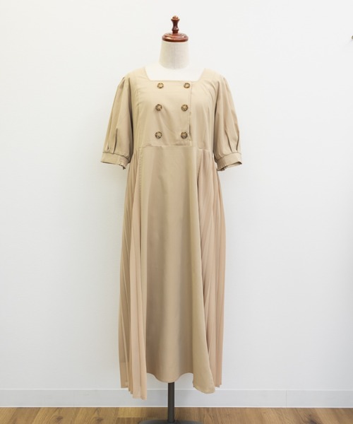 CLETTE(クレット)の「CLETTEオリジナルトレンチ風サイドプリーツワンピース(ワンピース・レディース・ネイビー/ベージュ・4L/3L/LL)」の10枚目の写真
