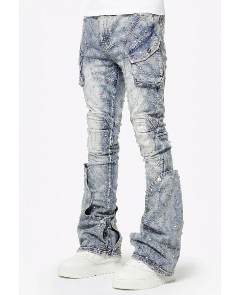 L.H.P(エルエイチピー)の「GUAPI/グアピ/Aqua Blue Coffin Arc Embellished Denim(デニムパンツ・メンズ・ブルー・34/32/30/28)」の1枚目の写真