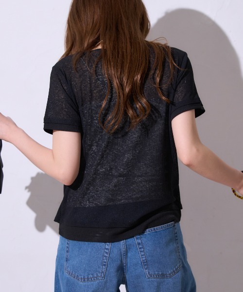 TRIANGLE PALETTE(トライアングルパレット)の「ドレープ シアートップス / 半袖(Tシャツ/カットソー・レディース・ブラック/ホワイト・FREE)」の11枚目の写真
