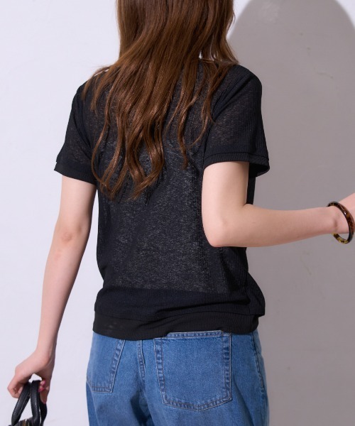 TRIANGLE PALETTE(トライアングルパレット)の「ドレープ シアートップス / 半袖(Tシャツ/カットソー・レディース・ブラック/ホワイト・FREE)」の13枚目の写真