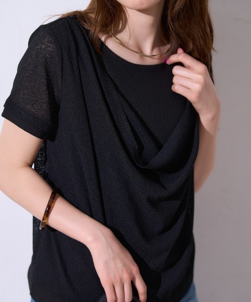 TRIANGLE PALETTE(トライアングルパレット)の「ドレープ シアートップス / 半袖(Tシャツ/カットソー・レディース・ブラック/ホワイト・FREE)」の14枚目の写真