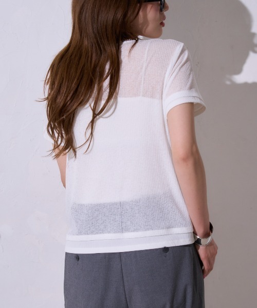 TRIANGLE PALETTE(トライアングルパレット)の「ドレープ シアートップス / 半袖(Tシャツ/カットソー・レディース・ブラック/ホワイト・FREE)」の7枚目の写真