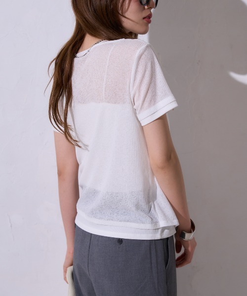 TRIANGLE PALETTE(トライアングルパレット)の「ドレープ シアートップス / 半袖(Tシャツ/カットソー・レディース・ブラック/ホワイト・FREE)」の8枚目の写真